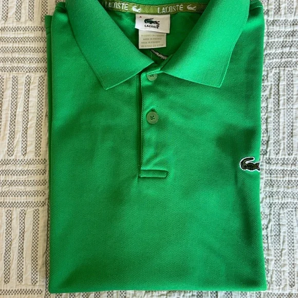 Lacoste Men's Classic Green Pique Polo Shirt - Large Logo on back - Medium - Picture 10 of 10